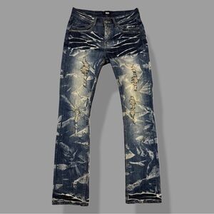 Glad News Japanese Archive Studded Straight Leg Acid Wash Jeans